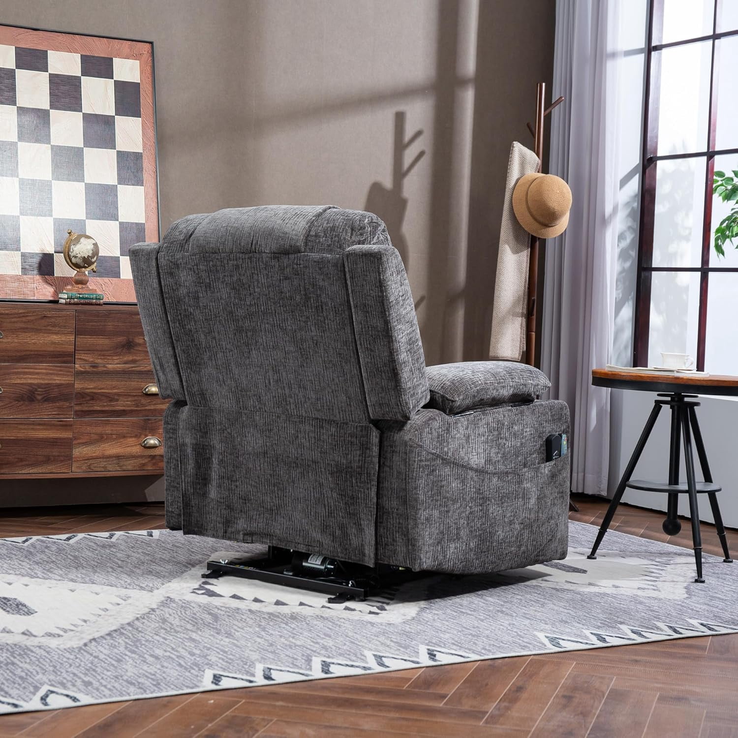 Lift Chair with Heat and Massage, Zero Gravity Lay Flat Recliner with Cup Holders & Adjustable Seat for Adults Living Room Lounge Recliners on Clearance