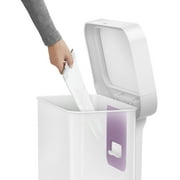 simplehuman Kitchen Trash Can, 11.8 Gallon Stainless Steel Step Garbage Bin with Soft Close Lid. White