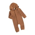 thumbnail image 2 of Douhoow Baby Boy Hooded Bodysuit Fall Solid Front Single Breasted Waffle Romper, 2 of 8