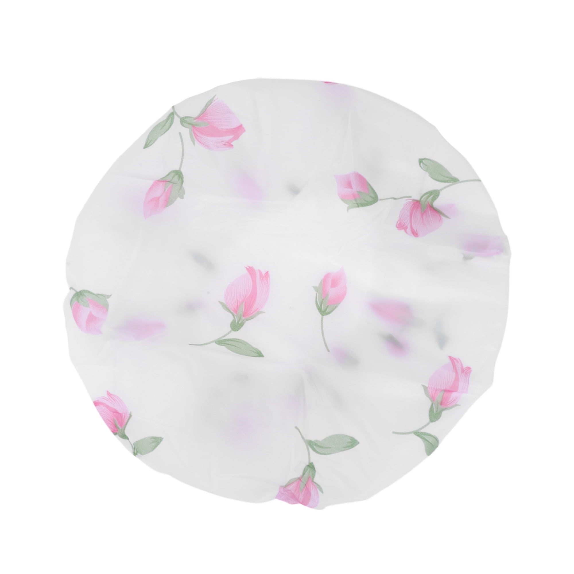 Unique Bargains Flower Single Layer Shower Cap 3 Pcs White, Pink