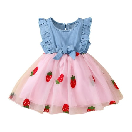 

ASEIDFNSA Toddler Party Dress Holiday Party Toddler Girls Sleeveless Fruit Prints Princess Dress Dance Party Dresses Clothes