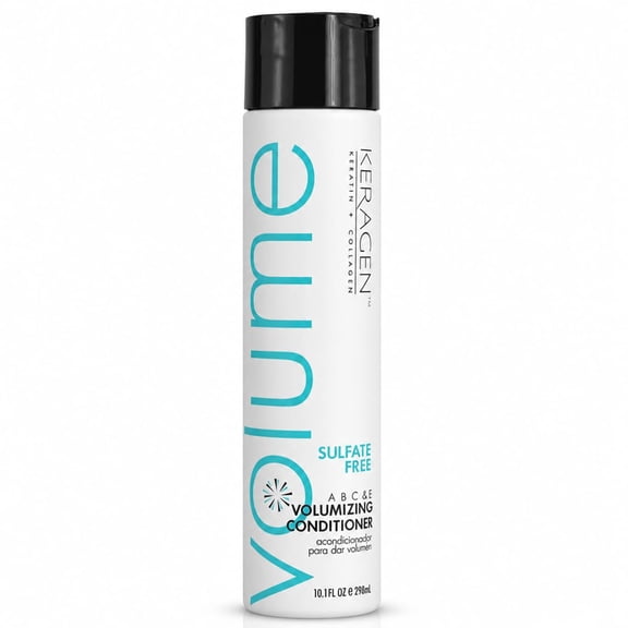 KERAGEN - Volumizing Conditioner for Fine Hair with Keratin and Collagen, Sulfate Free 10 Oz - Add Thickness, Hydrates and Enhances Hair Volume, with Panthenol, Vitamins, and Jojoba Oil