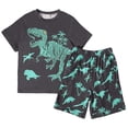 thumbnail image 2 of Mifsaly Kids Boys 2 Piece Outfits Dinosaur Graphic Short Sleeve T-Shirts and Printed Shorts Soft Breathable Summer Play Clothes, 2 of 5