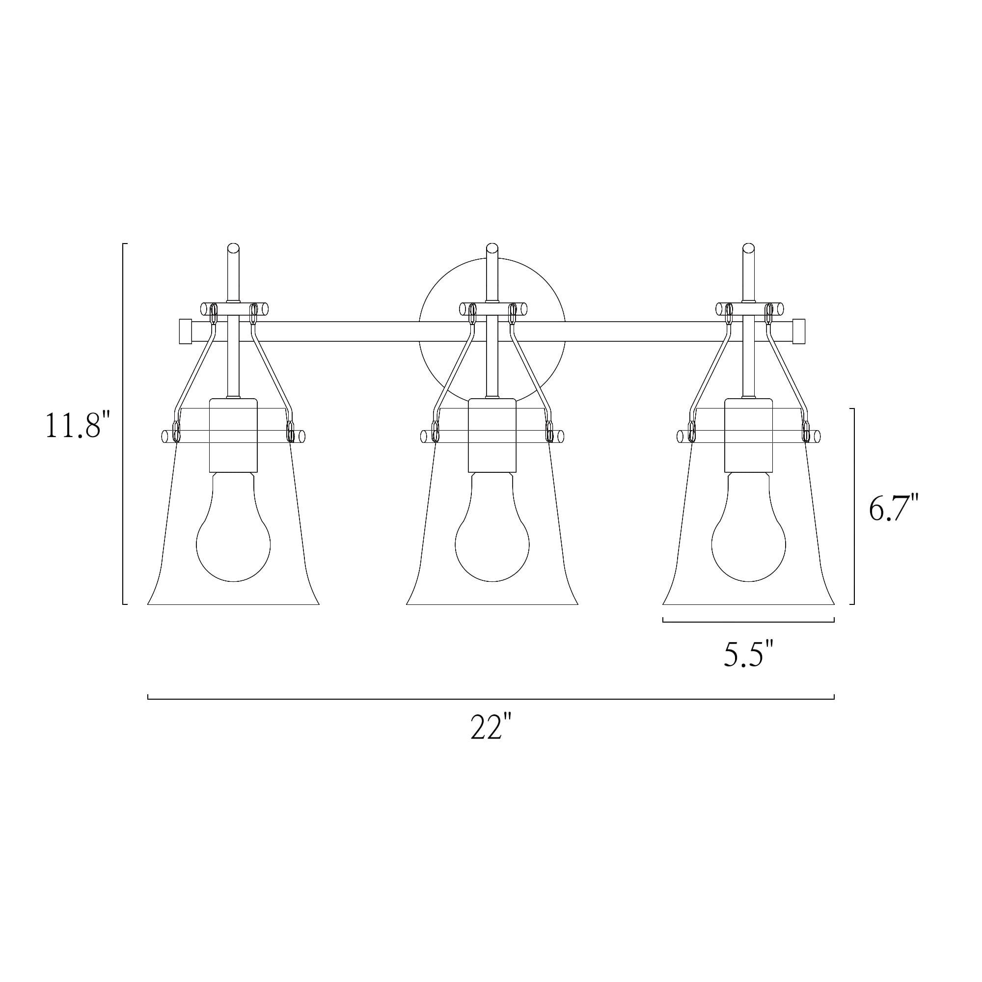 LNC Black & Gold 3-Light Bathroom Vanity Light with Seeded Glass Bell Shades, Dimmable