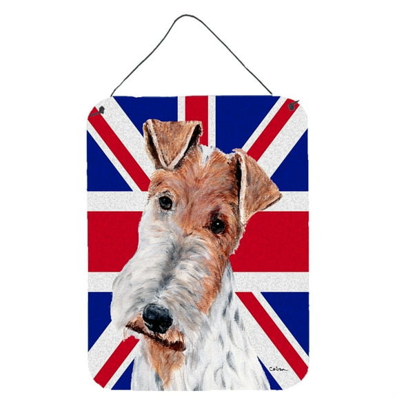 Wire Fox Terrier with English Union Jack British Flag Wall or Door Hanging Prints