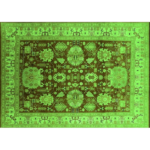 Ahgly Company Indoor Rectangle Oriental Green Industrial Area Rugs, 6' x 9'