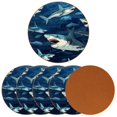 thumbnail image 2 of Shark 6 Pack Round Coasters, Microfiber Leather Drink Coasters Set of 6, 11x11 cm/4.3x4.3 Inches Absorbent Coasters for Drinks Tables Dining Table Décor, 2 of 6