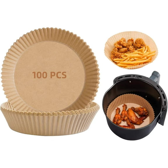 Air Fryer Disposable Paper Liner, 100Pcs-6 inch Liners for Air Fryer, Non-stick Disposable Air Fryer Liners, Water-proof, Filter Paper for Air Fryers Basket, Microwave Oven, Frying Pan