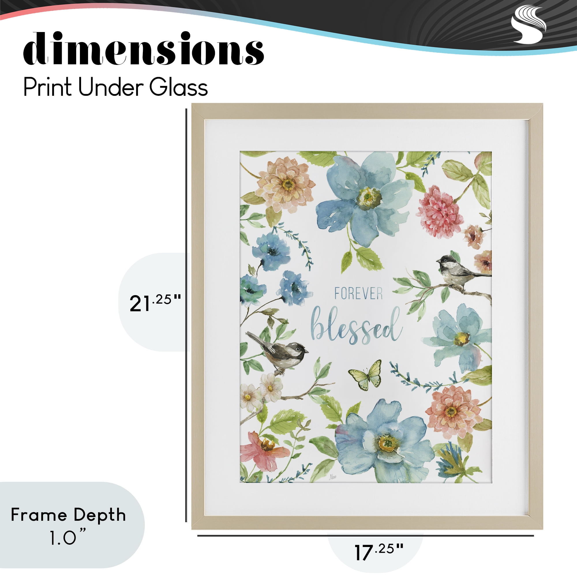 Stupell Industries Forever Blessed Pink & Blue Birch Framed Print Under Glass, design by Nan