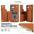 thumbnail image 7 of Wallet Case for Samsung Galaxy S23 Ultra, with Crossbody Shoulder Strap & Hand Wrist Cards Holder Zipper Pocket Stand Feature Protective Shockpoof Phone Case for Samsung Galaxy S23 Ultra,Brown, 7 of 7