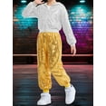 thumbnail image 2 of Happy Cherry Kids Sequin Jogger Elastic Waist Girls Sparkle Trousers Boys Shiny Hip Hop Pants Jazz Harem Dance Streetwear Outfits 11-12 Years Gold, 2 of 6