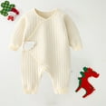 thumbnail image 4 of KyCheLot Newborn Baby Romper Homewear Side Snap Long Sleeve V Neck Jumpsuit Sleepwear 0-6 Months, 4 of 5