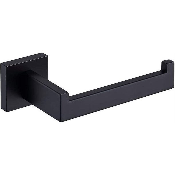 Toilet Paper Holder Matte Black - Toilet Tissue Roll Holders Dispenser and Hangers Wall Mounted for Bathroom & Kitchen, Stainless Steel Modern Square
