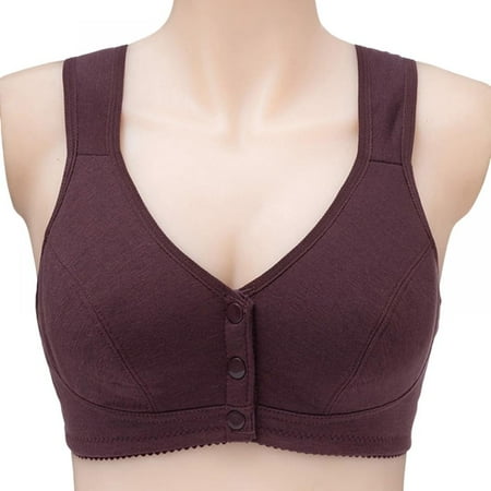

1Pc Women s Bra without Steel Ring Mother s Underwear Women s Front Open Button Solid Color Gathered Large Women s Underwear Purple 42/95BC