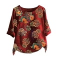 thumbnail image 2 of SMihono Hauts pour Femmes Été Décontracté Mode Coton Lin Manches Courtes Imprimé T-Shirt Oversize pour Femmes, 2 of 9