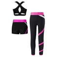 thumbnail image 2 of iiniim Girla Dance Outfits Crop Top with Shorts Leggings 3 Pieces Outfits for Gymnastics Yoga Dancing Hot Pink 10, 2 of 6