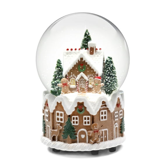Christmas Snow Globes With Music Wreaths,People And Christmas Trees Home Decor with LED Light House Decoration