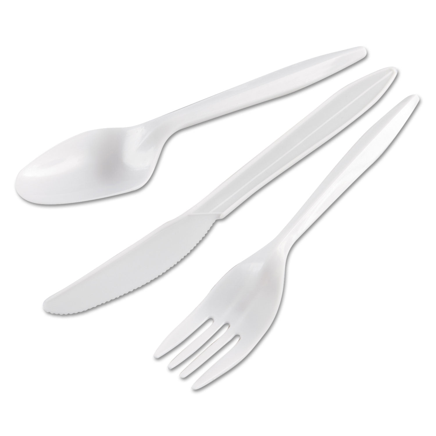 WraPolypropyleneed Cutlery Kit, Fork/Knife/Spoon, Mediumweight Plastic