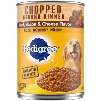 Pedigree Beef, Cheese & Bacon Flavor Ground Wet Dog Food for Adult Dog, 13.2 oz. Can