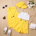 thumbnail image 2 of Sngxgn Girls 2 Piece Outfits Color Tee Crew Neck Top Legging Girl Sweatpants Sweatsuits Tracksuits(Yellow,110), 2 of 8