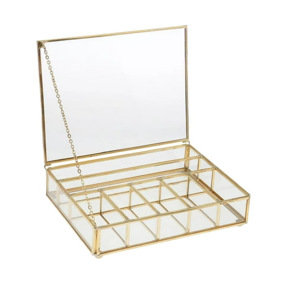 QccHieUs Glass Jewelry Box Jewelry Organizer Decor Protective Clear Trinket Organizer for Large