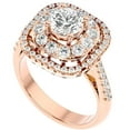 thumbnail image 2 of Pompeii 2Ct Moissanite & Diamond Cushion Halo Engagement Ring Rose, White or Yellow Gold, 2 of 4