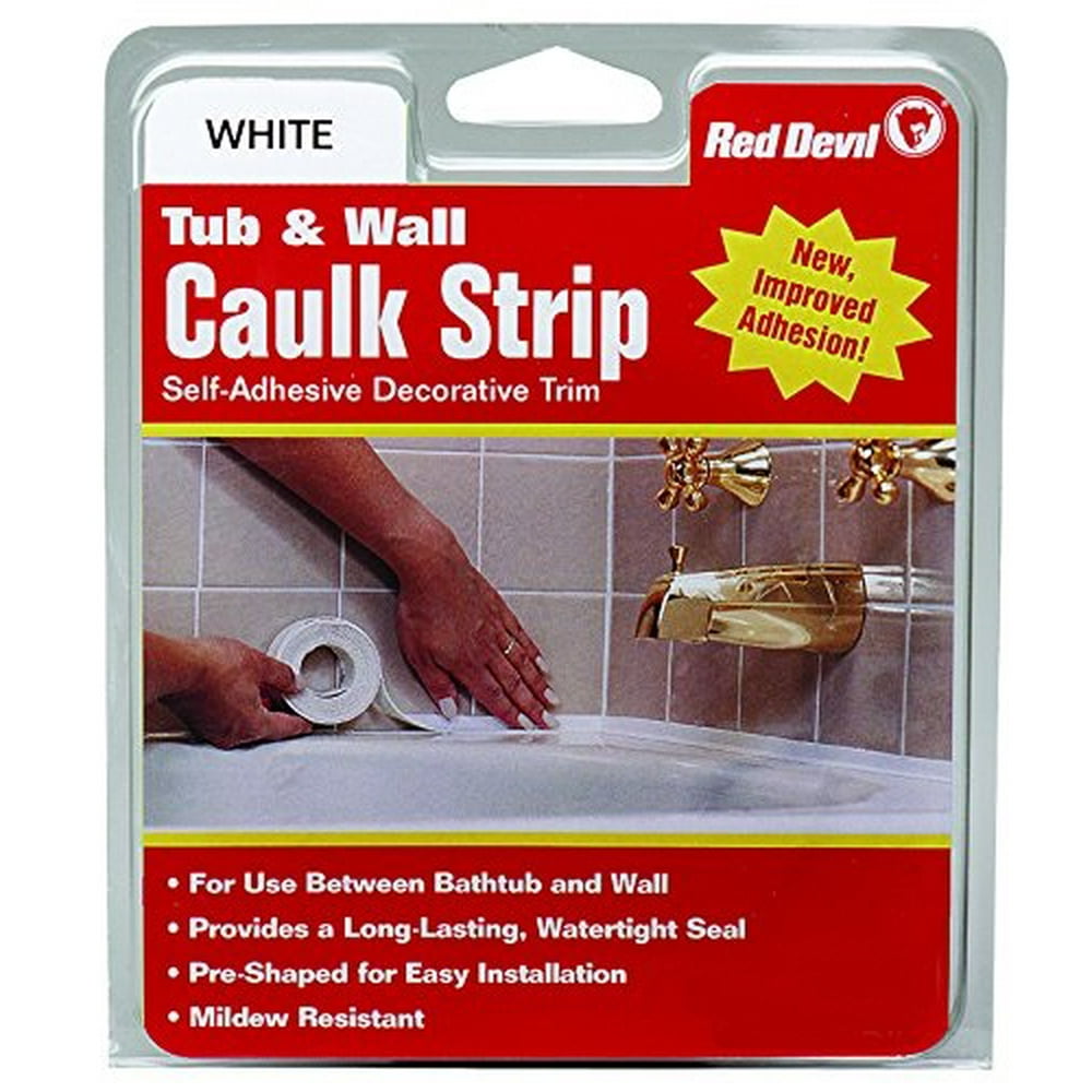 red devil 0150 medium white tub & wall caulk strip 7/8inch by 11foot