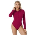 thumbnail image 3 of Zaldita Women's Long Sleeve Button Down Shirts Bodysuit Career Top Blouse Burgundy 3XL, 3 of 7