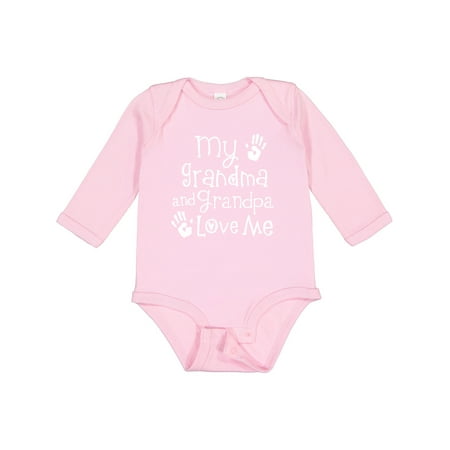 

Inktastic Grandma Grandpa Love Me Girls Gift Baby Boy or Baby Girl Long Sleeve Bodysuit