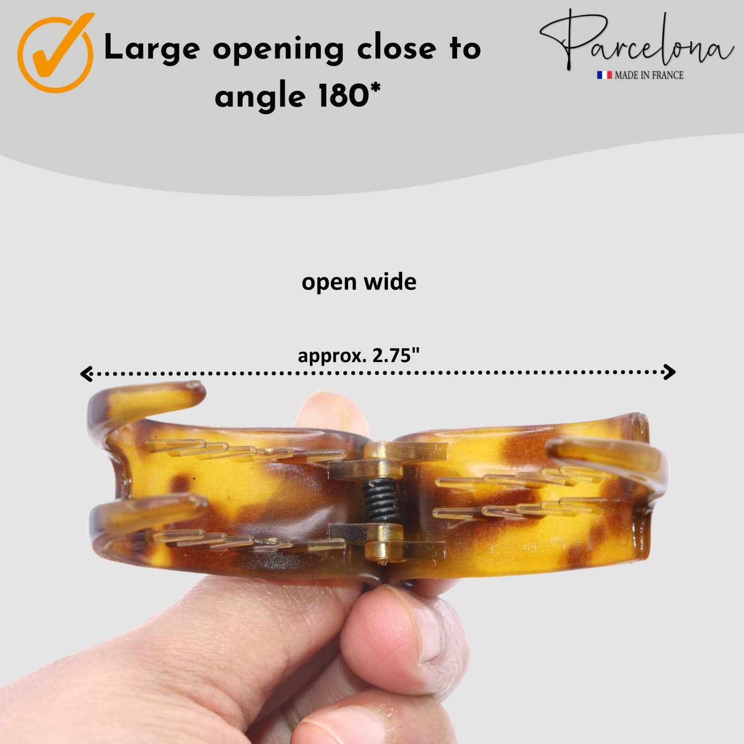Parcelona French Small 3 Teeth Celluloid Fish Style Hair Claws for Women(2 Pcs) (SavanaandTortoiseShell)