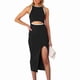 thumbnail image 1 of Vestido sin mangas para mujer, cintura recortada, color en contraste, lateral dividido en la cadera, vestido de verano negro XS, 1 of 3