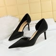 thumbnail image 3 of Zapatos de tacón alto versátiles, profesionales, con huecos laterales, puntiagudos y de muescas poco profundas para mujeres, zapatos de tacón medio clásicos para mujeres solteras, 3 of 5