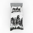 thumbnail image 1 of Black and White Duvet Cover Set, Summer Forest with Pine and Fir Trees Grass Bush Silhouettes, Bedding Set with Shams and Fitted Sheet, 3 Sizes, by Ambesonne, 1 of 3