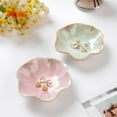 thumbnail image 2 of JUMRHFAN 2Pcs Lotus Leaf Shape Ring Holder Dish, Small Key Bowl, Ceramic Trinket Tray Jewelry Dish Organizing Necklace Earrings for Mom Friend Sister, Pink+Green, 2 of 12