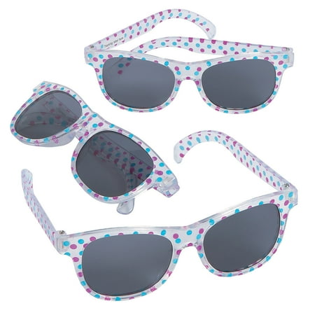 Fun Express - Clear Sunglasses With Polka Dots - Kids - Apparel Accessories - Eyewear - Sunglasses - 12 Pieces
