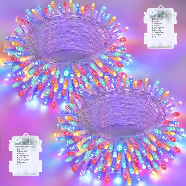 Luces de Cuerda BOSSERN Paquete de 2 de 20 m 200 LED Multicolor a Batería