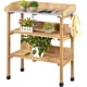 thumbnail image 1 of JJUN Outdoor Garden Potting Bench Table Wooden Horticulture Planting Worstation w/Metal Tabletop/Storage Shelf/3 Hooks, Natural Wood, 1 of 19