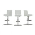 thumbnail image 3 of Home Square 3 Piece Modern Vittoria Leather Adjustable Bar Stool Set in White, 3 of 3