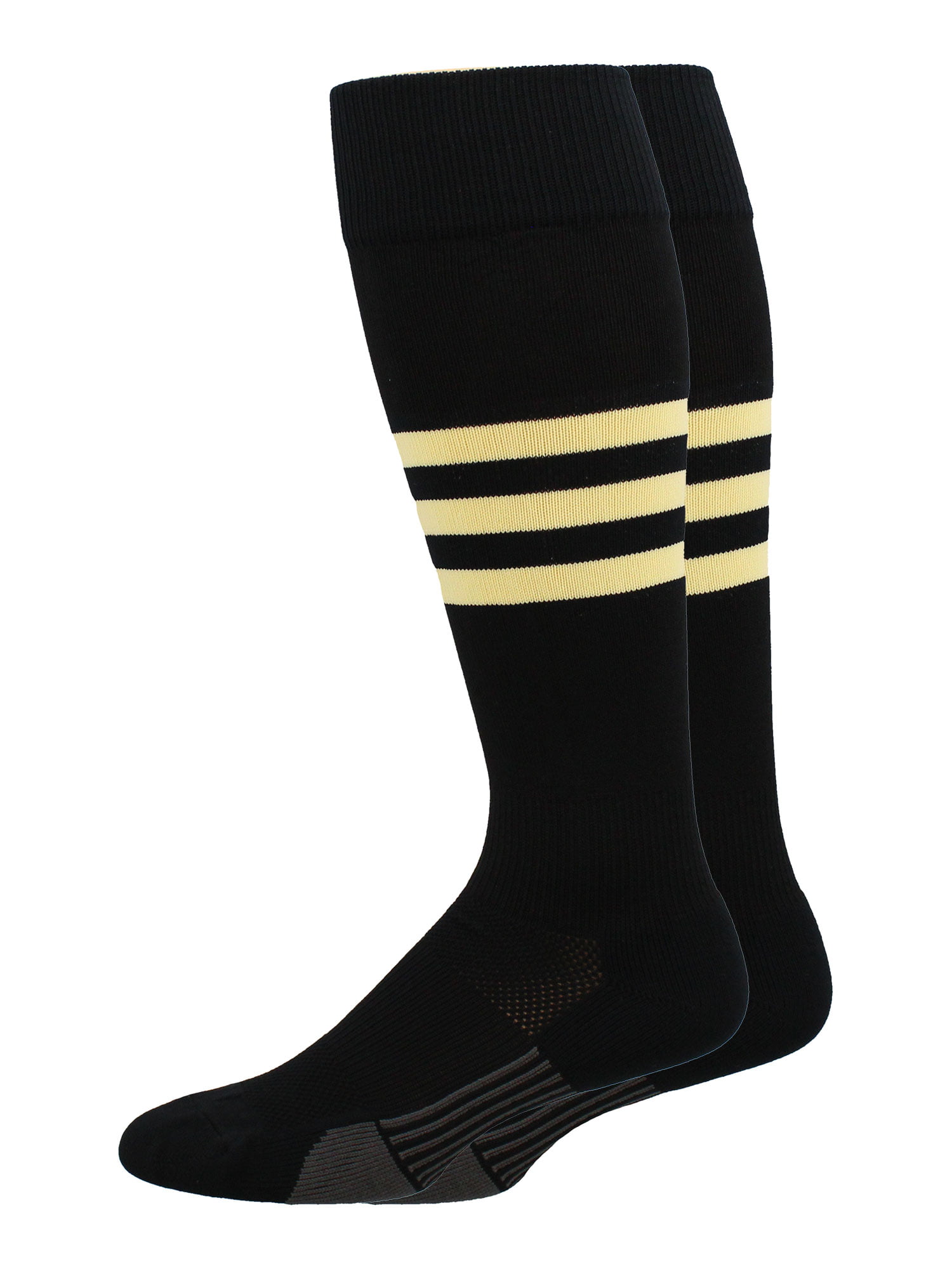 TCK - Dugout 3 Stripe Baseball Socks Pattern B (Black/Yellow, X-Large ...