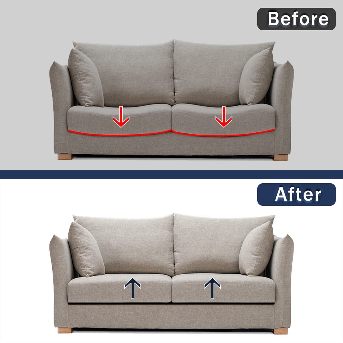 Couch Cushion Support for Sagging Seat, Upgraded Thick Wooden Furniture Cushion  Support Insert 67X20X0.4 in, Stronger Under Sofa Supports Board for Sagging  Seat
