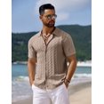 thumbnail image 3 of COOFANDY Mens Cotton Knit Shirt Short Sleeve Button Down Shirts Summer Solid Golf Polo Shirts Spring Regular Fit Shirts, 3 of 7