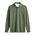 thumbnail image 6 of WTOBBY Men's Retro Style Small V-Neck Long Sleeve Top with Solid Color, Retro Casual Shirt for Comfortable and Timeless Everyday Look,Army Green L, 6 of 6