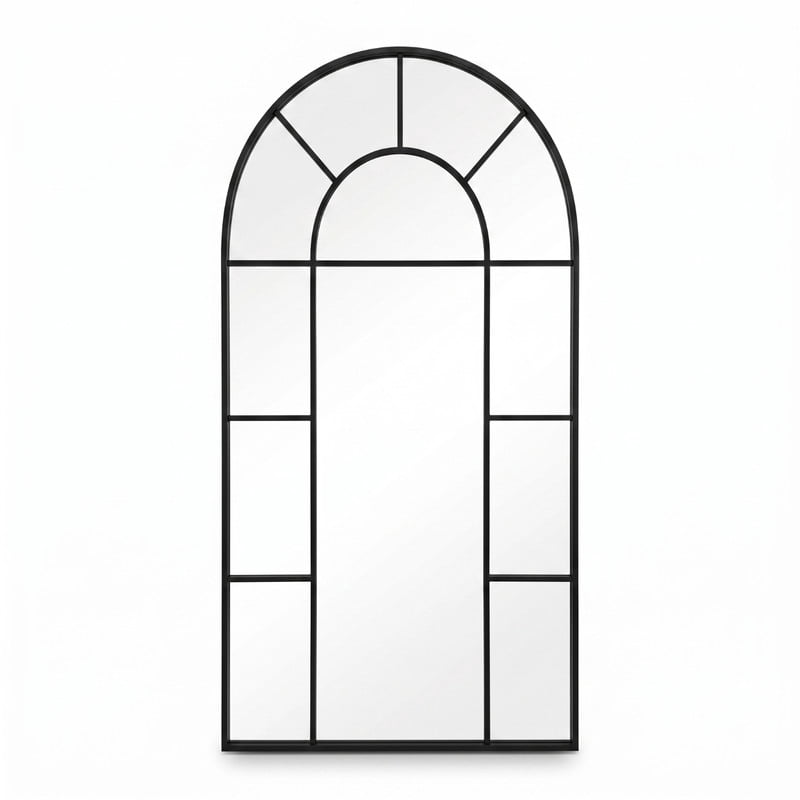 Easy4Home 24"x55" Arched Window Pane Vanity Decorative Wall Mirror,Black