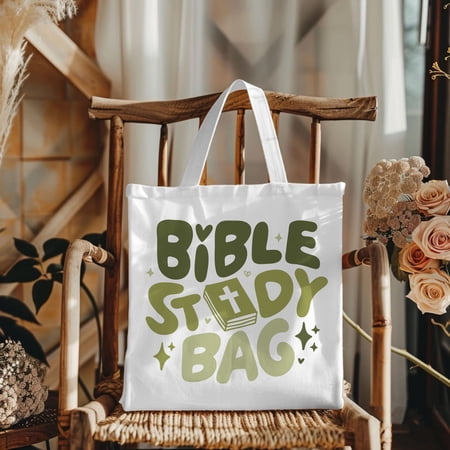 Bible Study Tote Bag for Women | Christian Canvas Bag with Cute Faith-Inspired Design | Reusable Church Bag for Books, Journals & Everyday Essentials