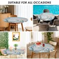 thumbnail image 5 of Round Fitted Tablecloths with Elastic Edge Cartoon Shell Gradient Blue Waves Oil-Proof Waterproof Wipeable Table Cover for Kitchen Dining Party Decor Summer Ocean Beach Coral Table Clothes,36" - 44", 5 of 9