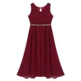 thumbnail image 3 of Fldy Kids Girls Sleeveless Flower Girls Dress V-neck Chiffon Dresses Rhinestone Ballet Princess Burgundy 10, 3 of 7