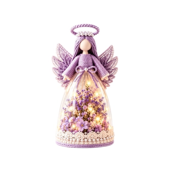 2026 New Christmas Lighted Floral Angel Figurine Statue , Decorative Angel Tabletop Display for Home Decor, Cute Glowing Angel Ornament for Living Room Bedroom Shelf and Holiday Gift