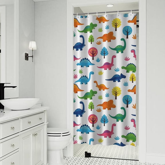 Dinosaur and Tree Pattern Shower Curtain 36"x72" ,Bathroom Decorative Shower Curtains Set with 12 Hooks,Modern Waterproof Washable Shower Curtain