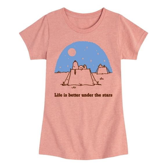 Peanuts - Life Is Better Under The Stars - Toddler And Youth Girls Short Sleeve Graphic T-Shirt