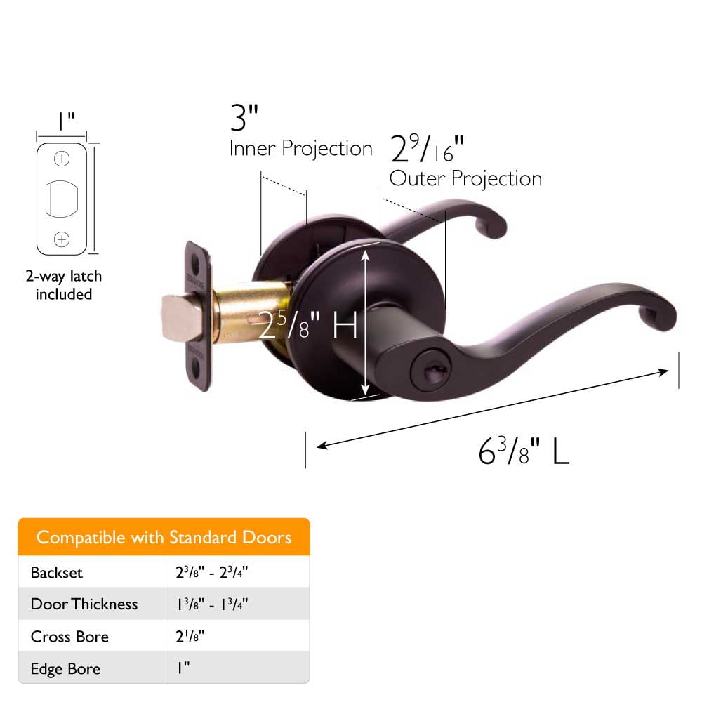 Design House Scroll Keyed Entry Door Lever, Matte Black